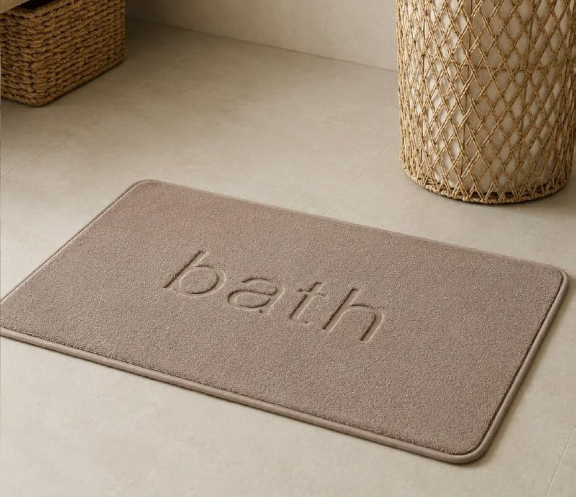 Bathroom Mat Soft Absorbent Rug with Embossed Design